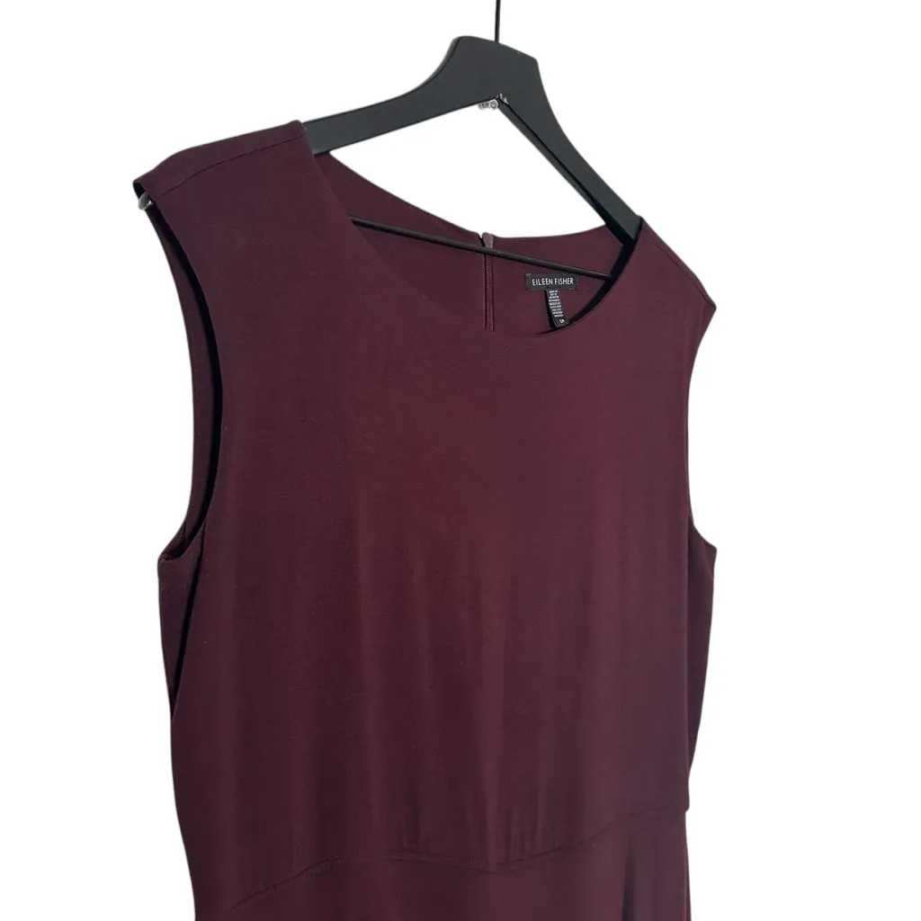 Eileen Fisher Sleeveless Wide-Leg Jumpsuit Burgundy Stretch Small - Image 4