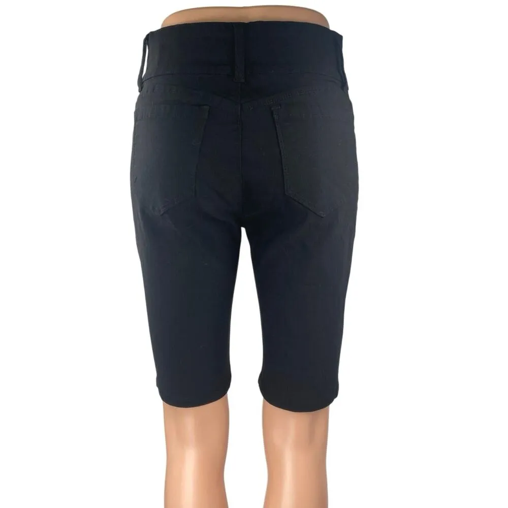 Buzz Jeans Women's Black High Waist Slim Fit Skinny Denim jeans Bermuda Short L Size L - Image 3