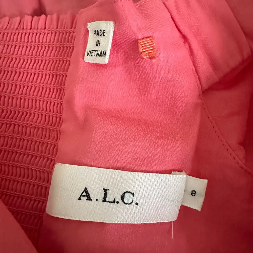 A.L.C. Linen Blend Off The Shoulder Mila Dress Pink 8 - Image 7