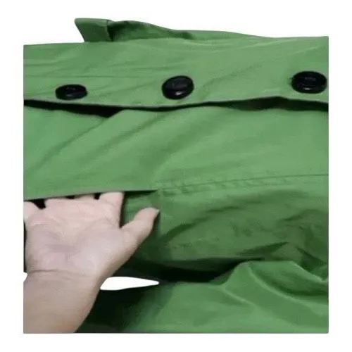 Gallery Petite Rain Trench Coat Size Small Petite Green Cotton Blend Button Up - Image 5