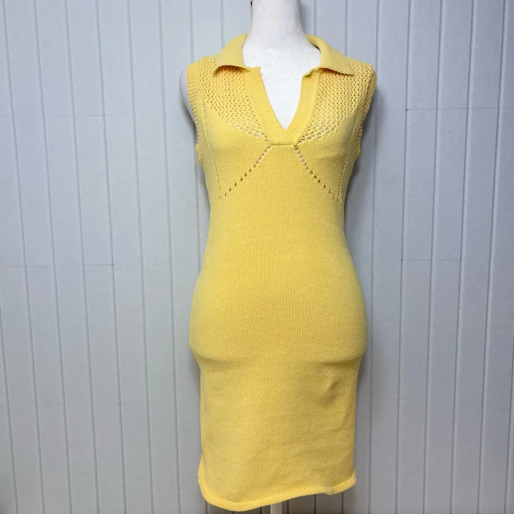 Zara Perforated Chenille Collared Mini Dress Size M - Image 3