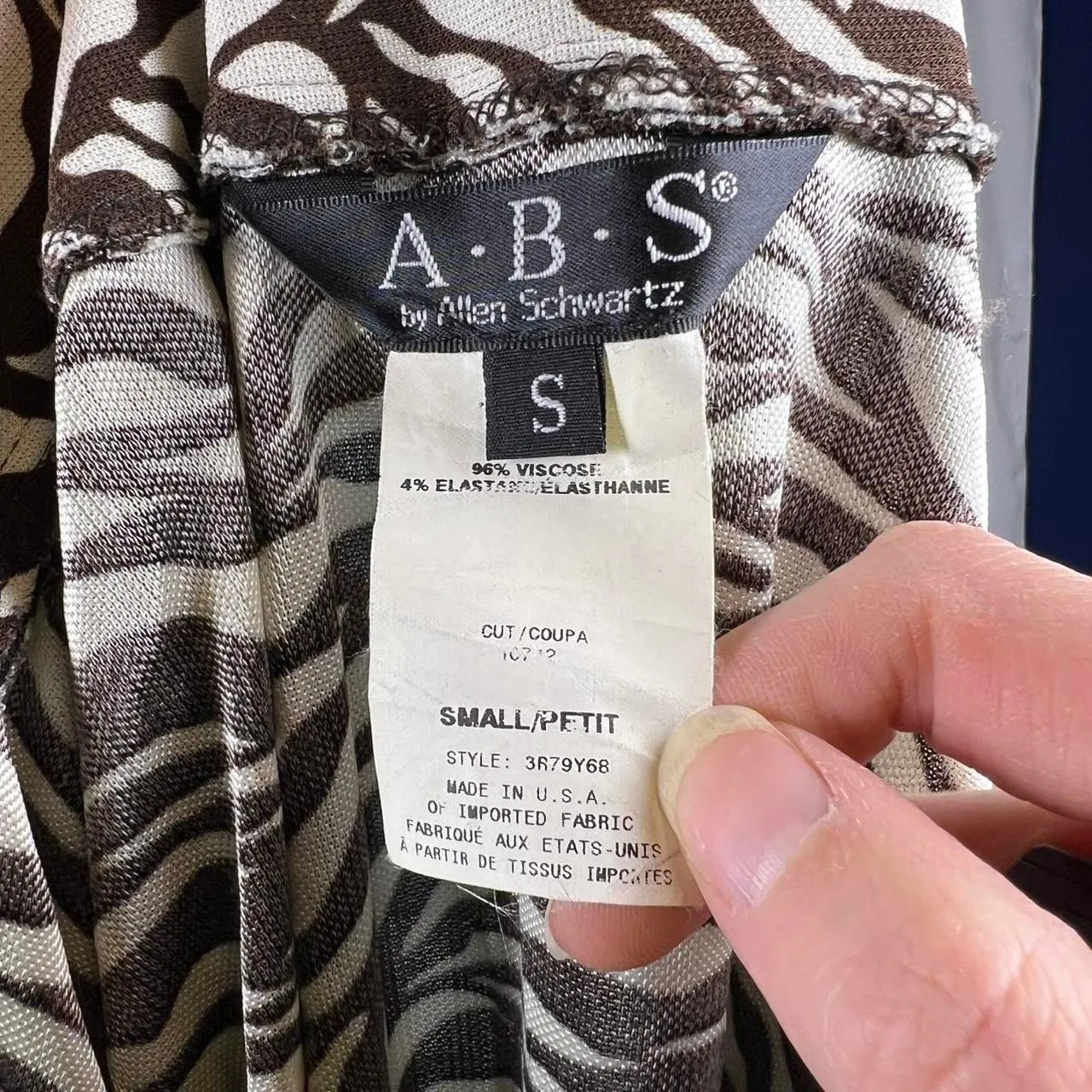 Y2K Vintage ABS by Allen Schwartz Zebra Print Midi Wrap Dress - Small - Image 8