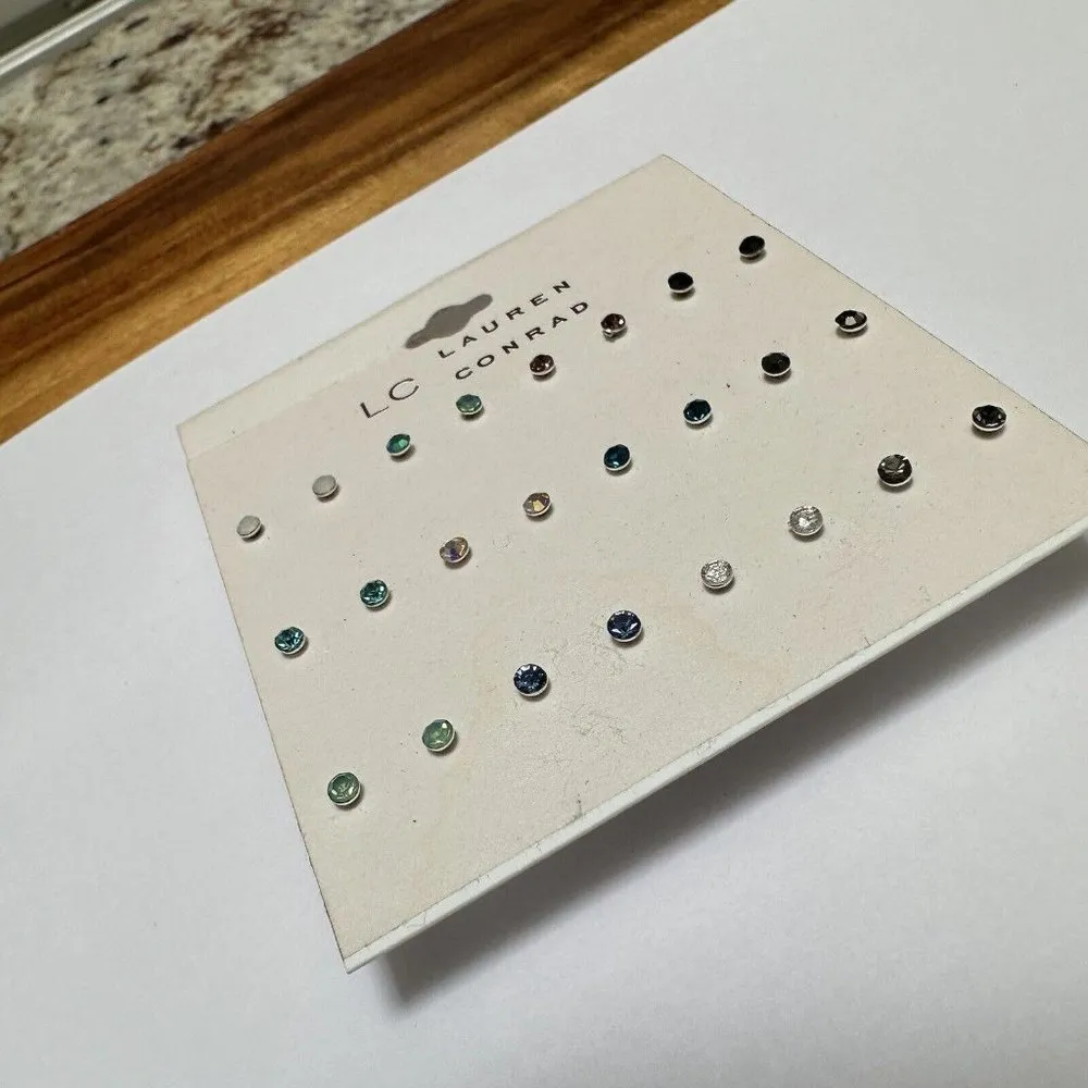 NWT LC Lauren Conrad Rhinestone Silver Tone Pierced Stud Earrings Multi Pack - Image 7