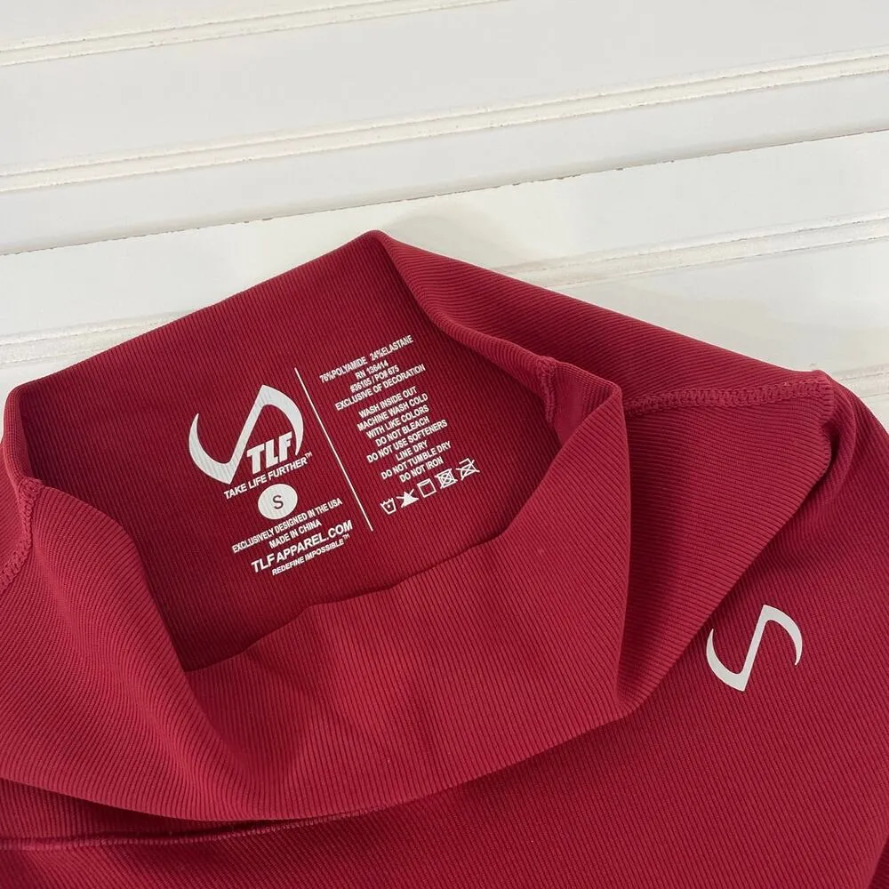 NWOT Take Life Further Burgundy High Waisted Leggings Sports Workout Size S Red - Image 4