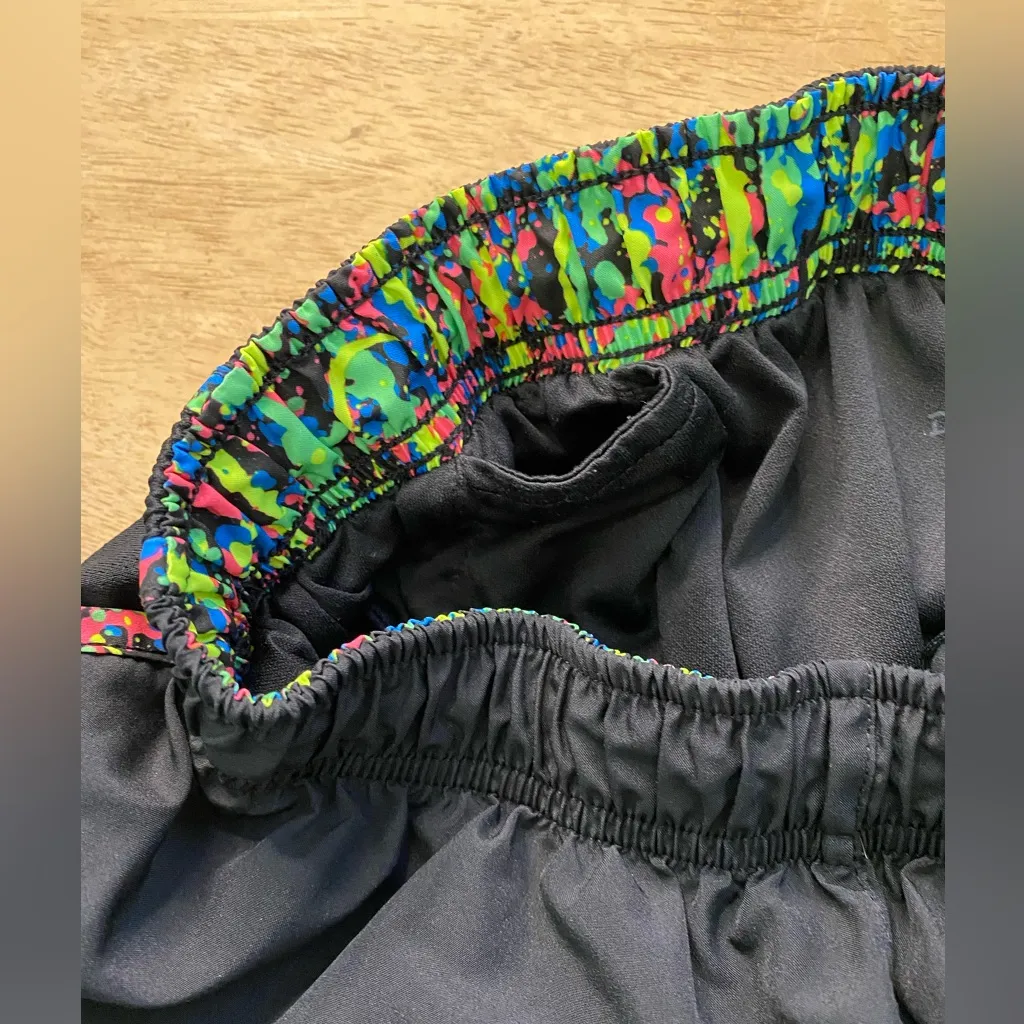 Nike Dri Fit Tempo Women’s Sz M Black/Neon Splatter Print Trim Athletic Shorts - Image 9