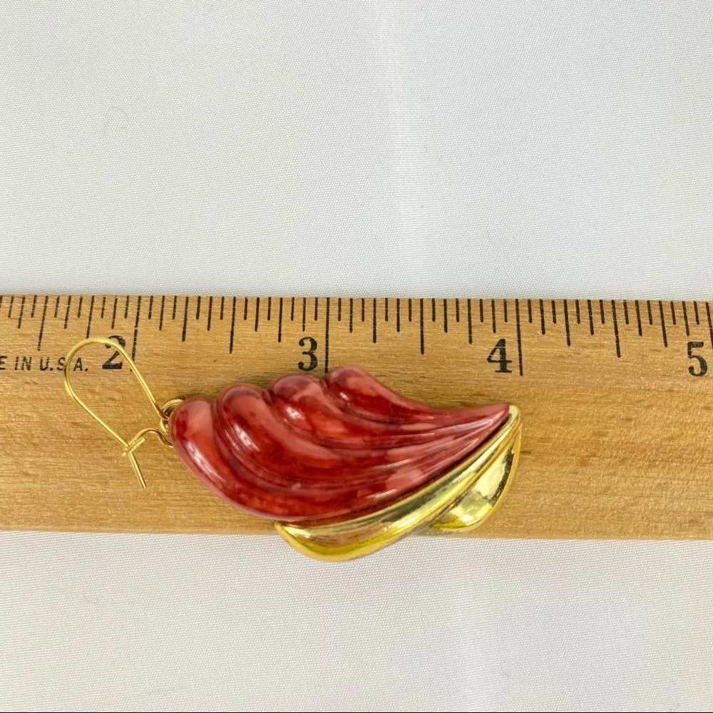 Swirl Shell Coral Earrings Red - Image 7
