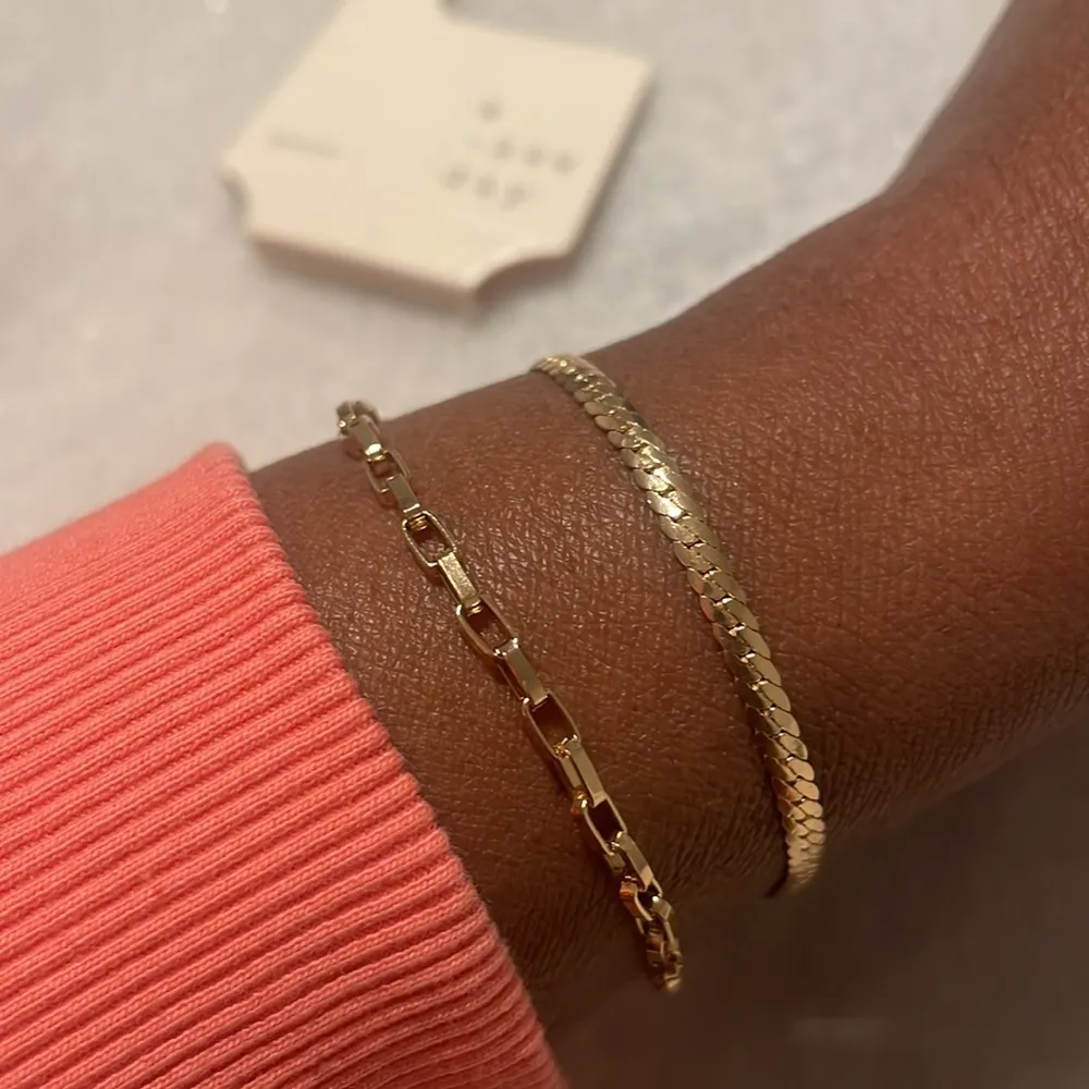 A new day bracelet Cuban link herringbone gold tone fashion jewelry New 2pc - Image 3