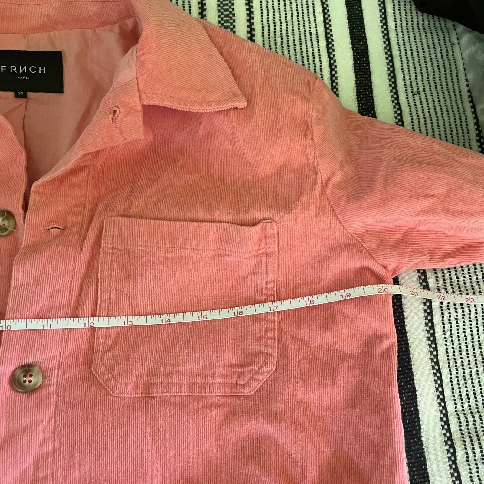 Corduroy Chore Coat sz XS Pink‎ Button Up Shacket Jacket Utility Soft Girl FRNCH - Image 6