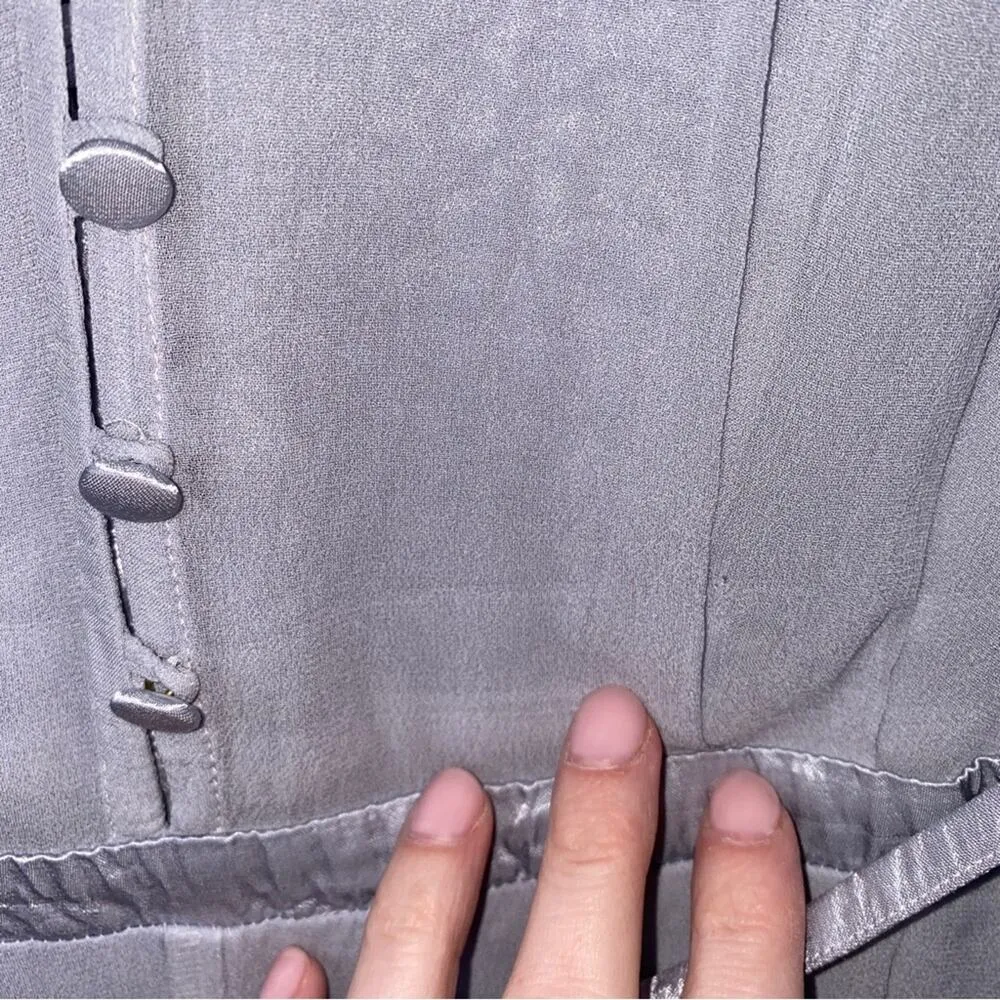 Anthropologie Ghost London Blue Gray Romantic Boho Bell Sleeves Lace-up Dress XS - Image 7