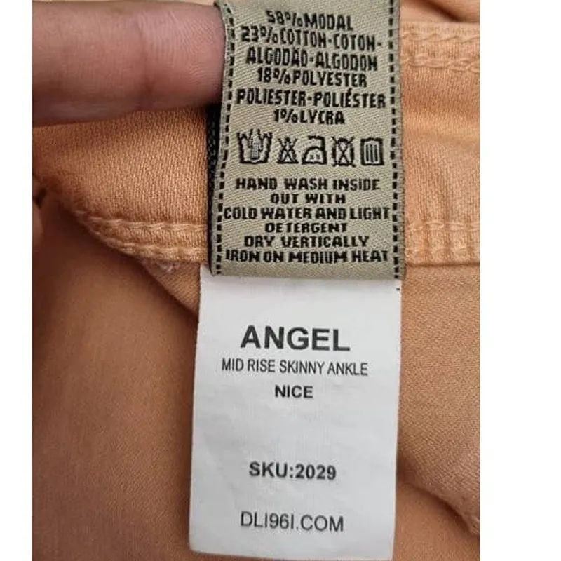 DL1961 Angel Mid-Rise Skinny Ankle Jeans in Peach Nice Size 26 - Image 7