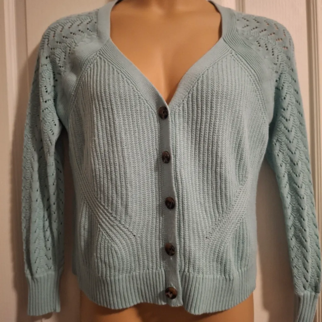 Torrid Sz 00 Women's Light Blue Button-Up Sweater - Image 10
