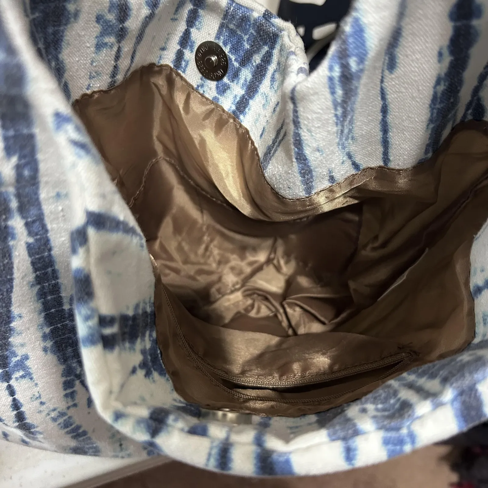 Blue White Tie Dye Hobo Shoulder Bag Womens Large‎ Canvas Boho Purse Tote Retro - Image 2