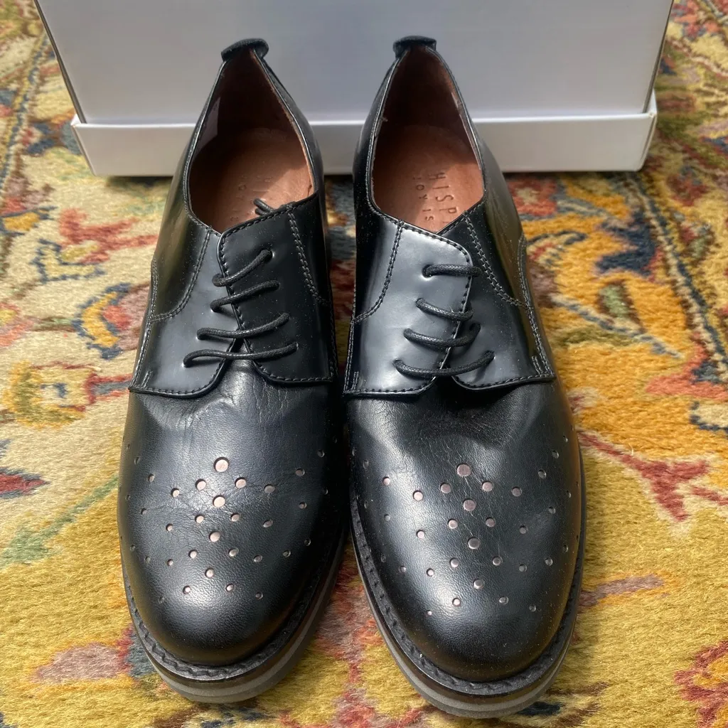 Hispanitas Black Leather Women's Loafers Size 6 - Image 2