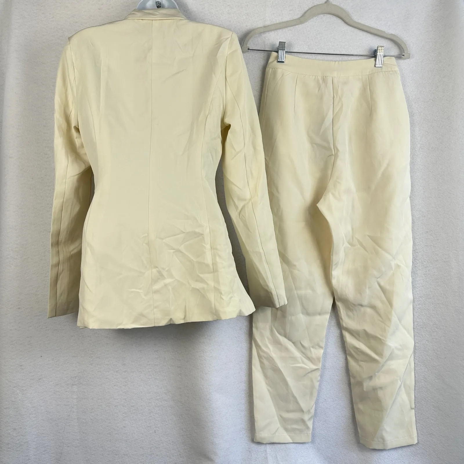 New PRETTYLITTLETHING Cream Double Breasted Woven Blazer‎ Pants Suit Set Women 4 - Image 8