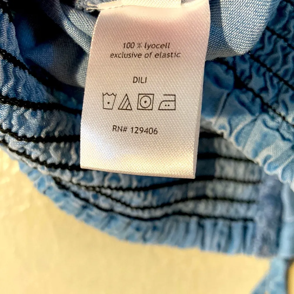 VENUS Elastic Waist Tie Front Batwing Babydoll Denim Blouse Women Size 1X - Image 5