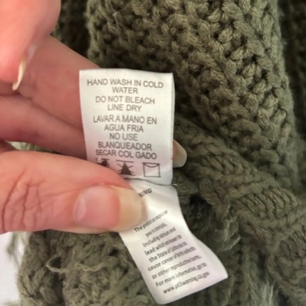 Love J Long Sleeve Sweater L Green Raw Edge Distressed V Neck Streetwear Grunge - Image 6