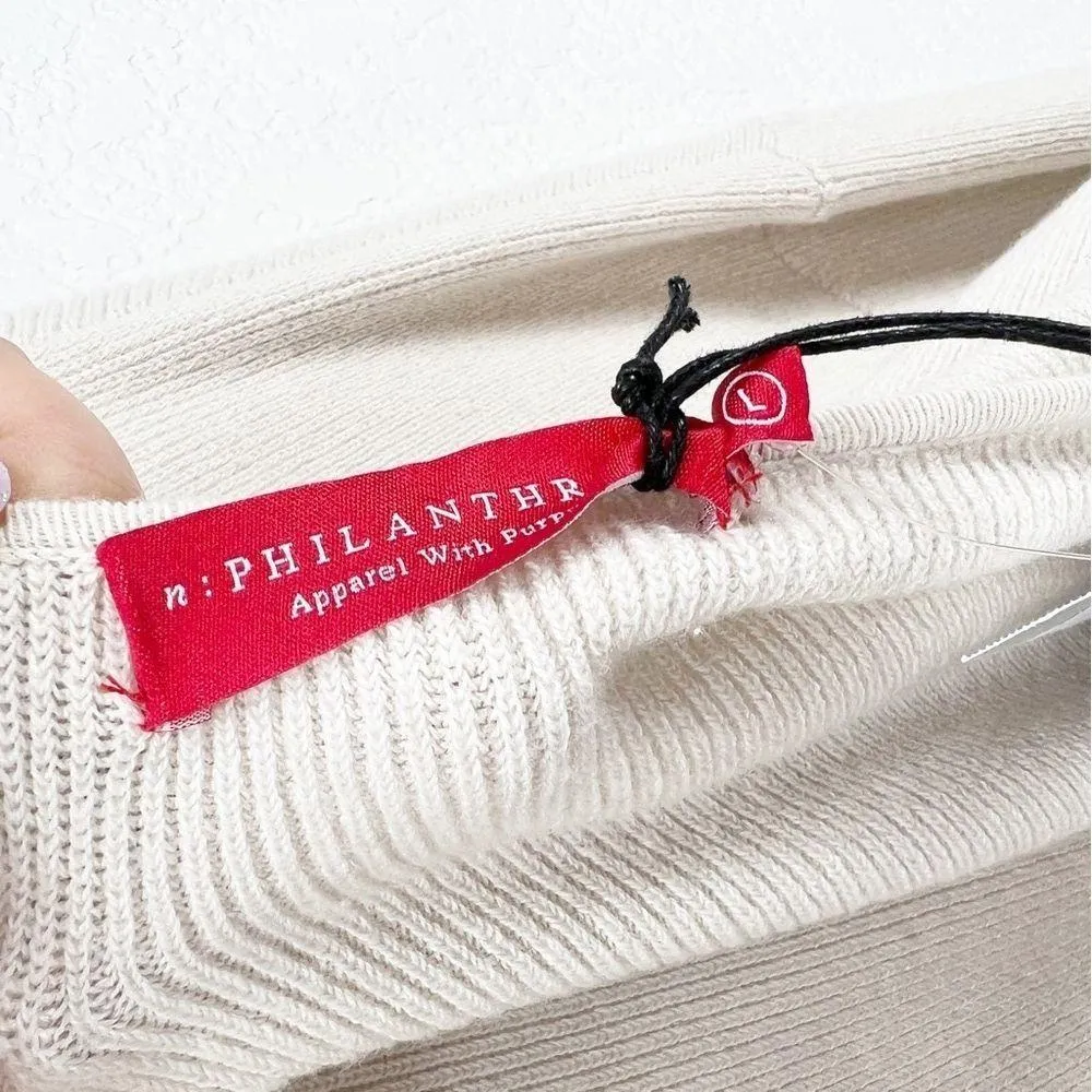 NWT NEW N.PHILANTHROPY Ollie Sweater Cream Twist Back Size Large L Tan - Image 4