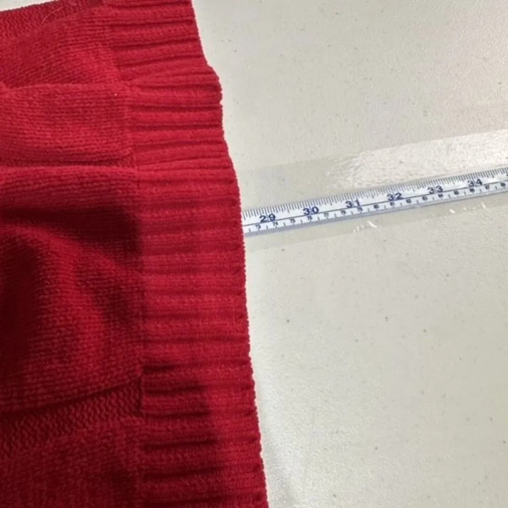 J. Jill Chenille Cable Knit Apple Red Soft Sweater Large basketweave‎ pattern - Image 6