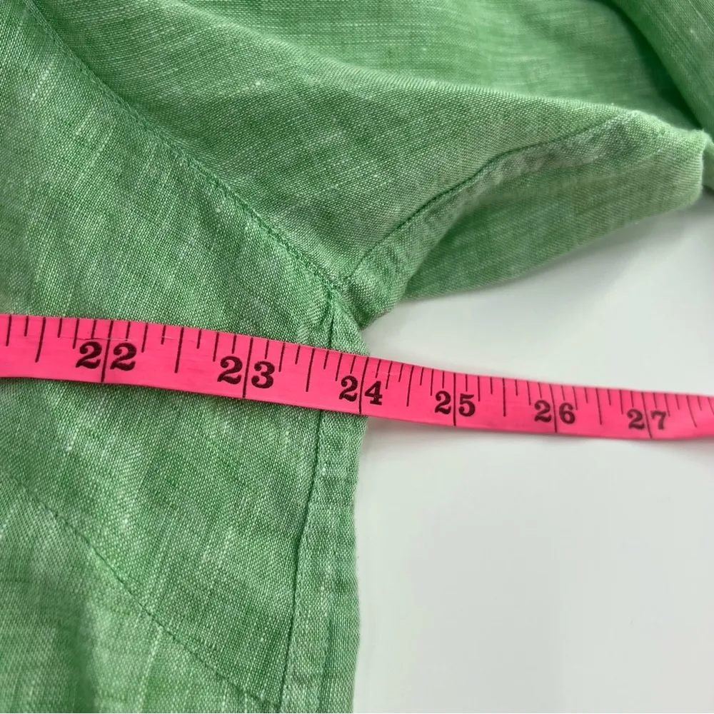 J. McLaughlin Britt linen button down top green sz XL - Image 4