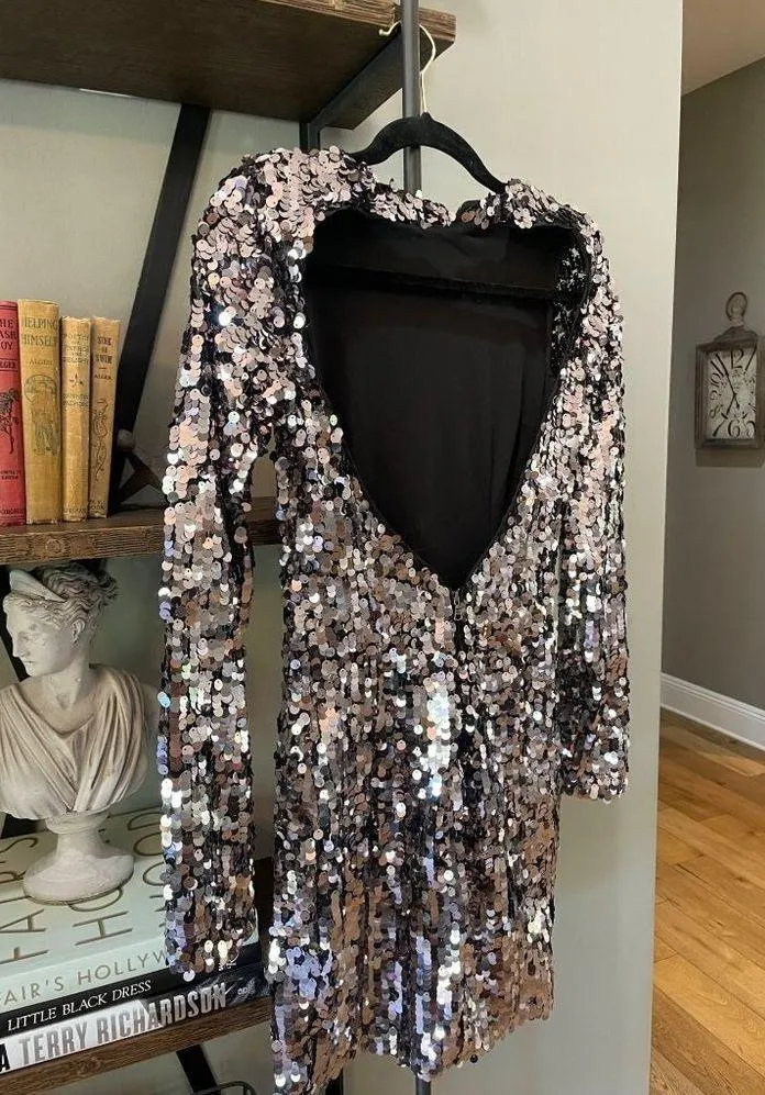 Bardot Valentina Sequin Mini Dress Smoke Womens Size XS - Image 6