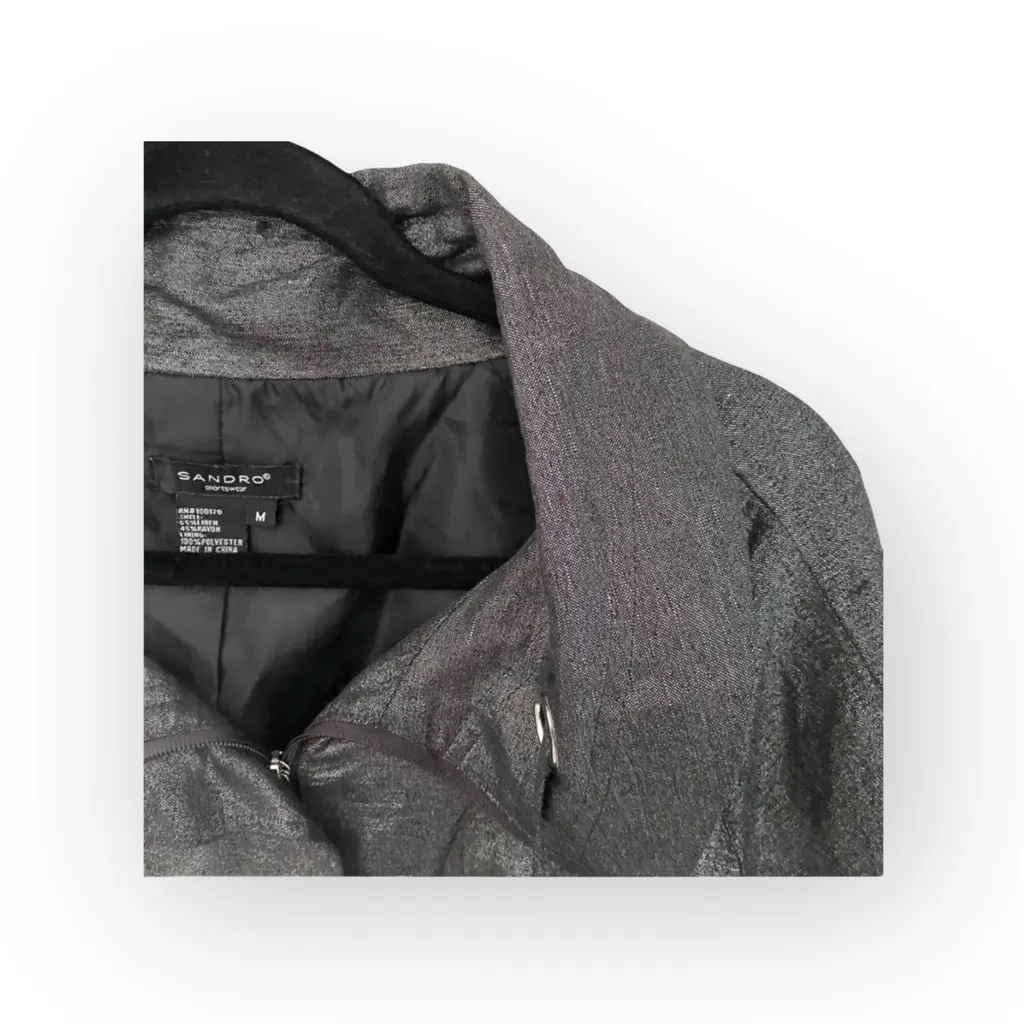 Sandro 𖦹 Cropped Swing Jacket 𖦹 Metallic Black + Silver Hardware 𖦹 Medium 𖦹 - Image 11