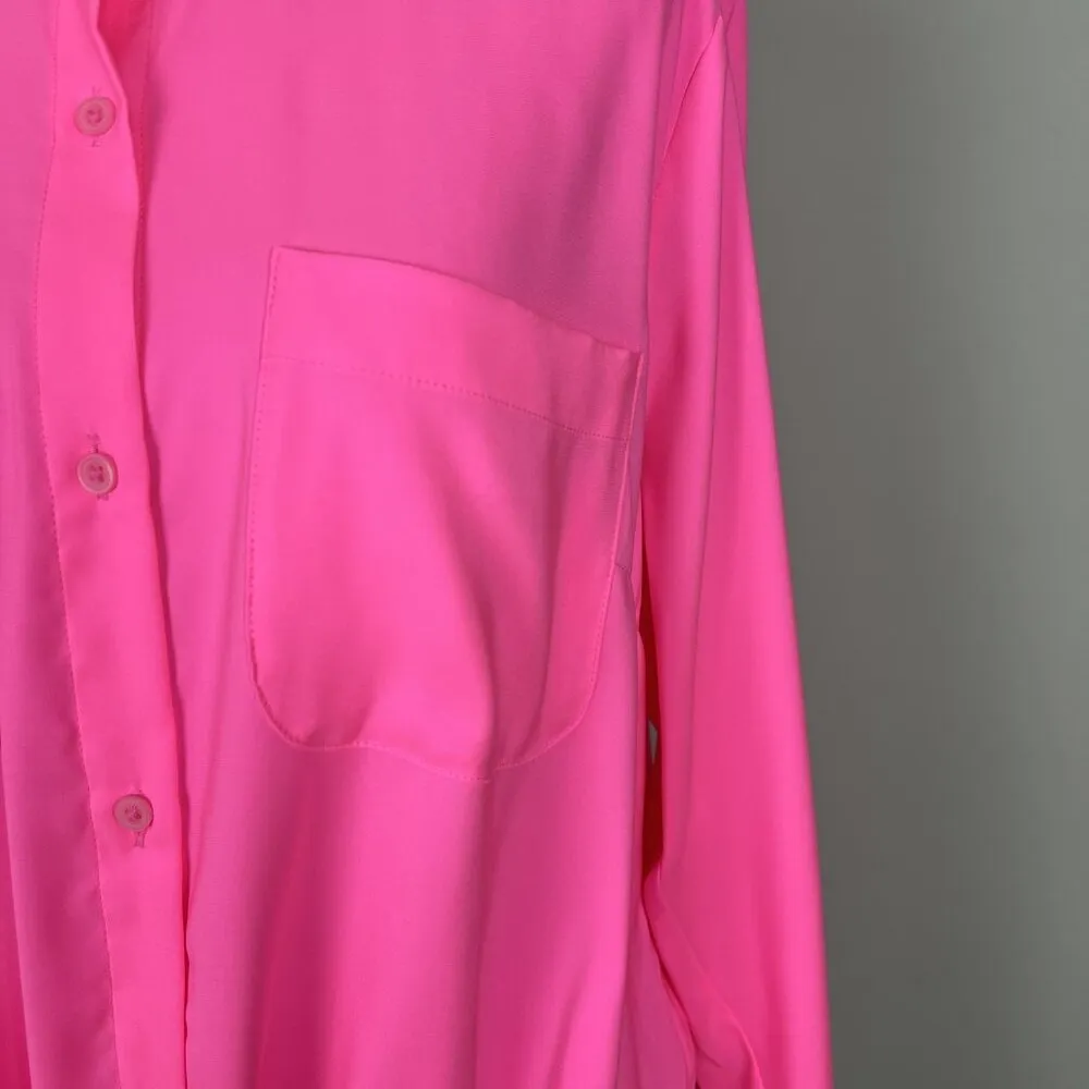 Express Shirt Top Women Large Relaxed Portofino Tie Front Button Long Sleeve NEW - Image 4