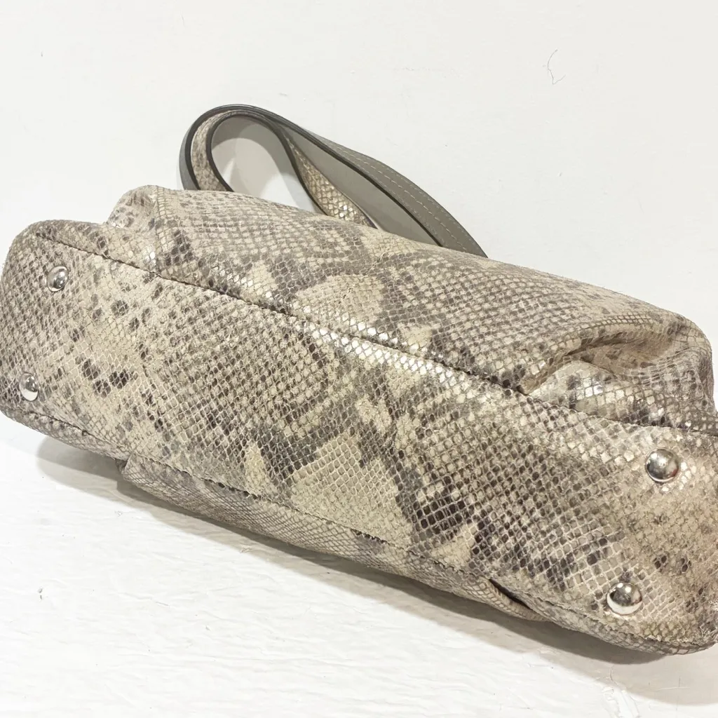Coach  Python Snakeskin Embossed Leather Carryall Tote Gray #F19679 - Image 7