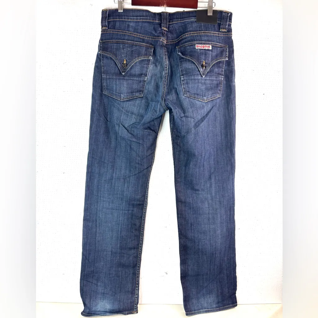 Hudson Jeans 34 Barton Flap Pocket Button Fly Button Flap Dark Wash Denim Jeans - Image 11