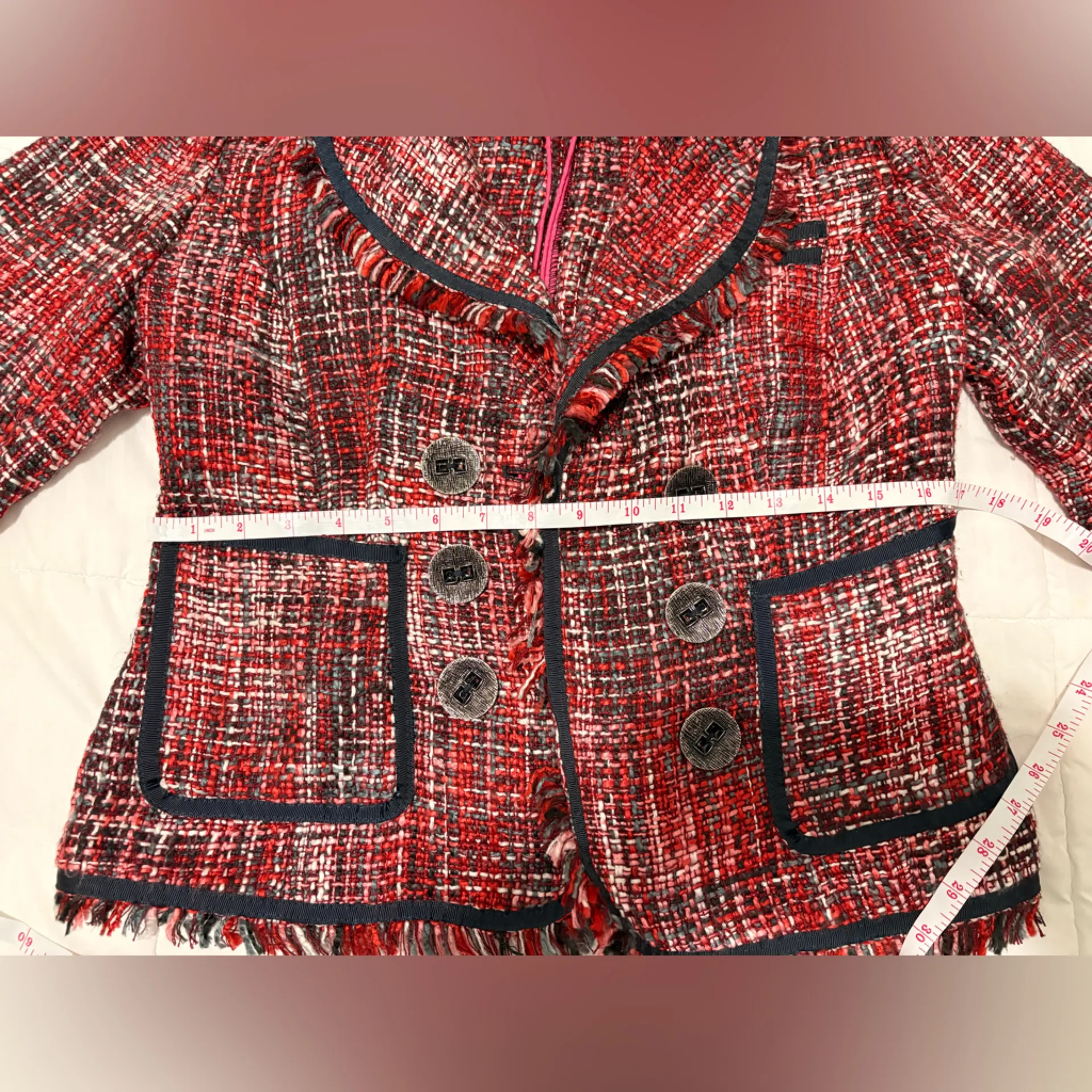 XOXO  Red and Black Tweed Blazer - Image 6