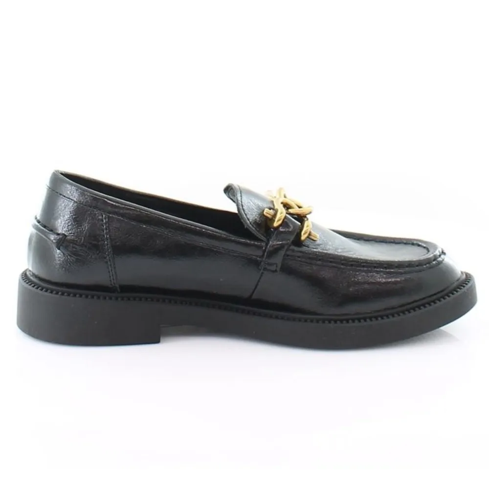 NEW Steve Madden Karmine Black Leather Chain Loafers - Image 4