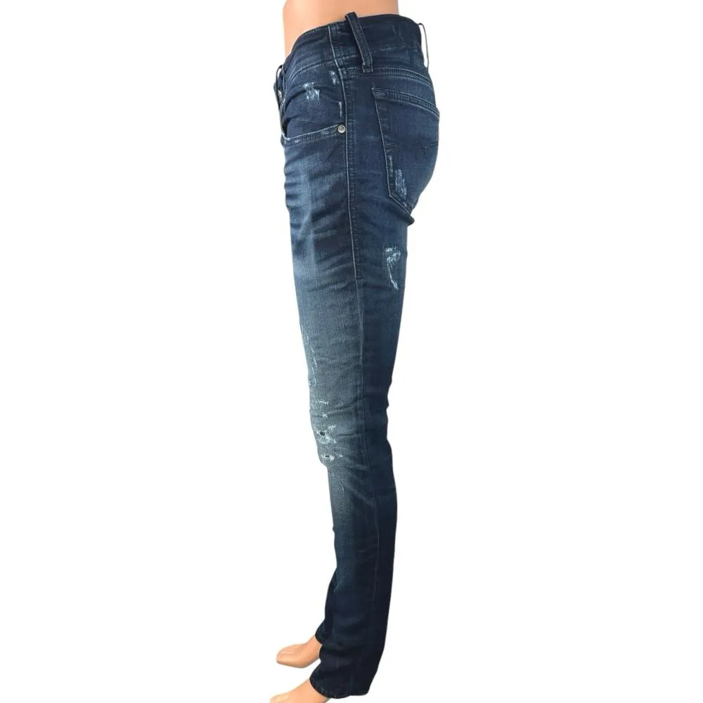 Diesel Grupee Dark Wash Distressed Skinny Low Rise Stretch Ankle Denim Jeans 27 - Image 2