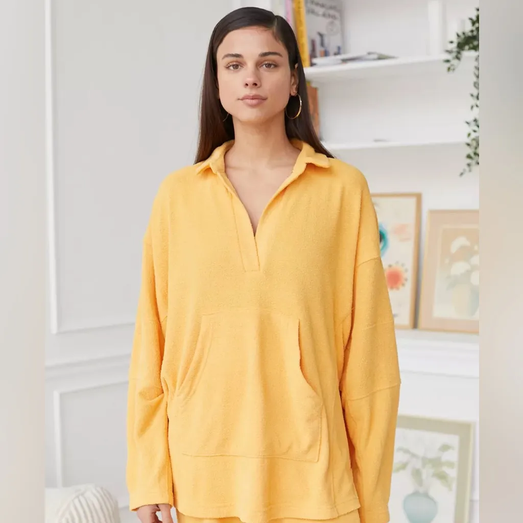 Out From Under Urban Outfitters Mustard Yellow Terry Oversized Pullover Top - Image 2