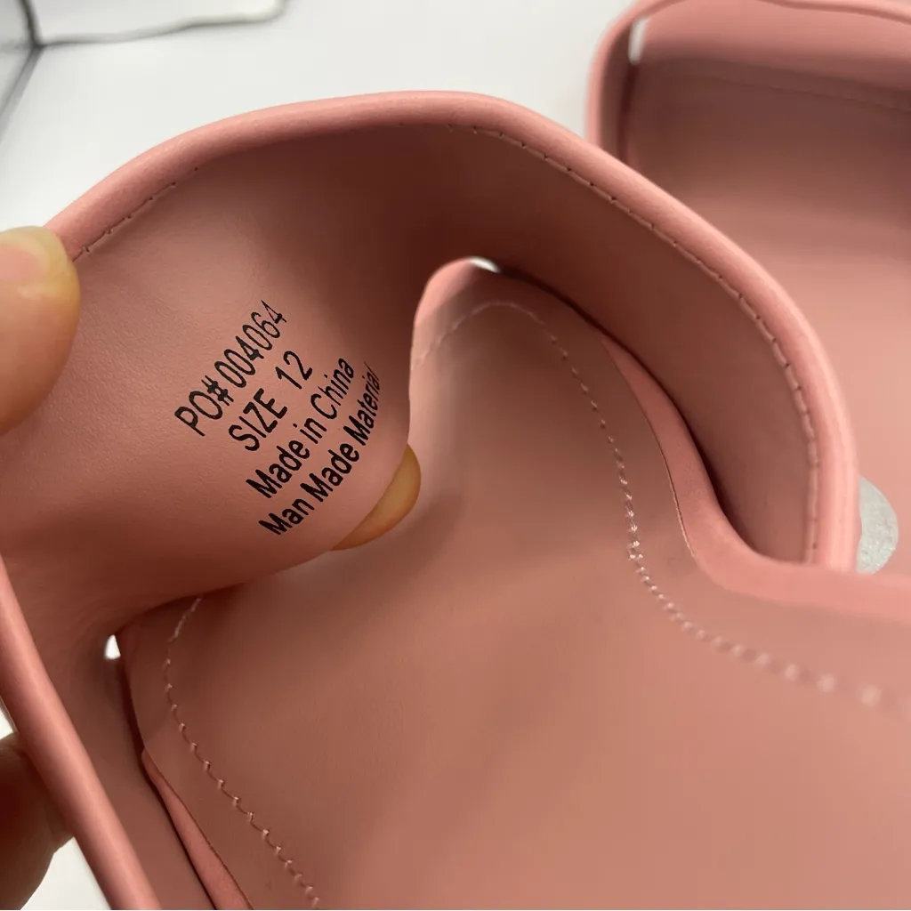 Journee Collection vegan leather pink block heel sandals women’s Size 12 - Image 6