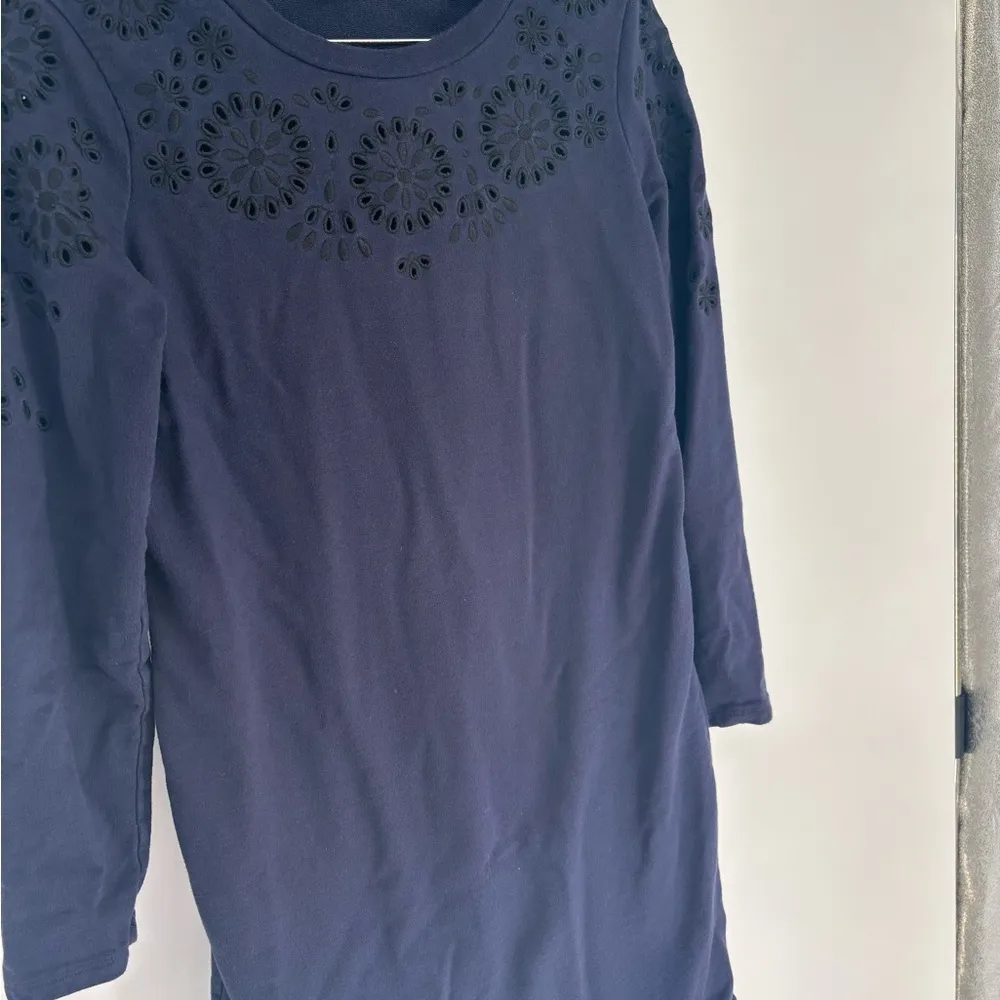 Boden Embroidered Navy Blue Sweatshirt Material Dress Size 2 - Image 6