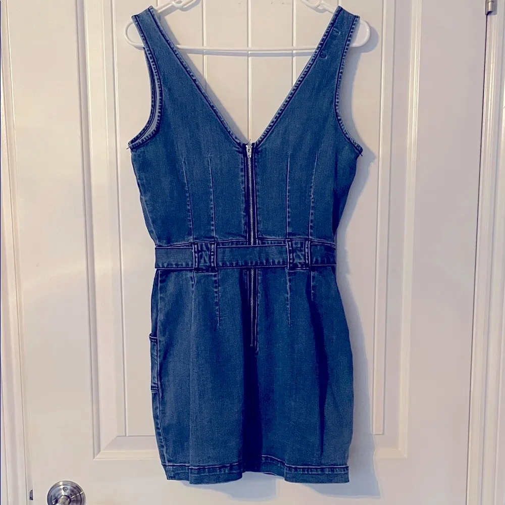bebe Dark Blue Denim Mini Dress - Image 2
