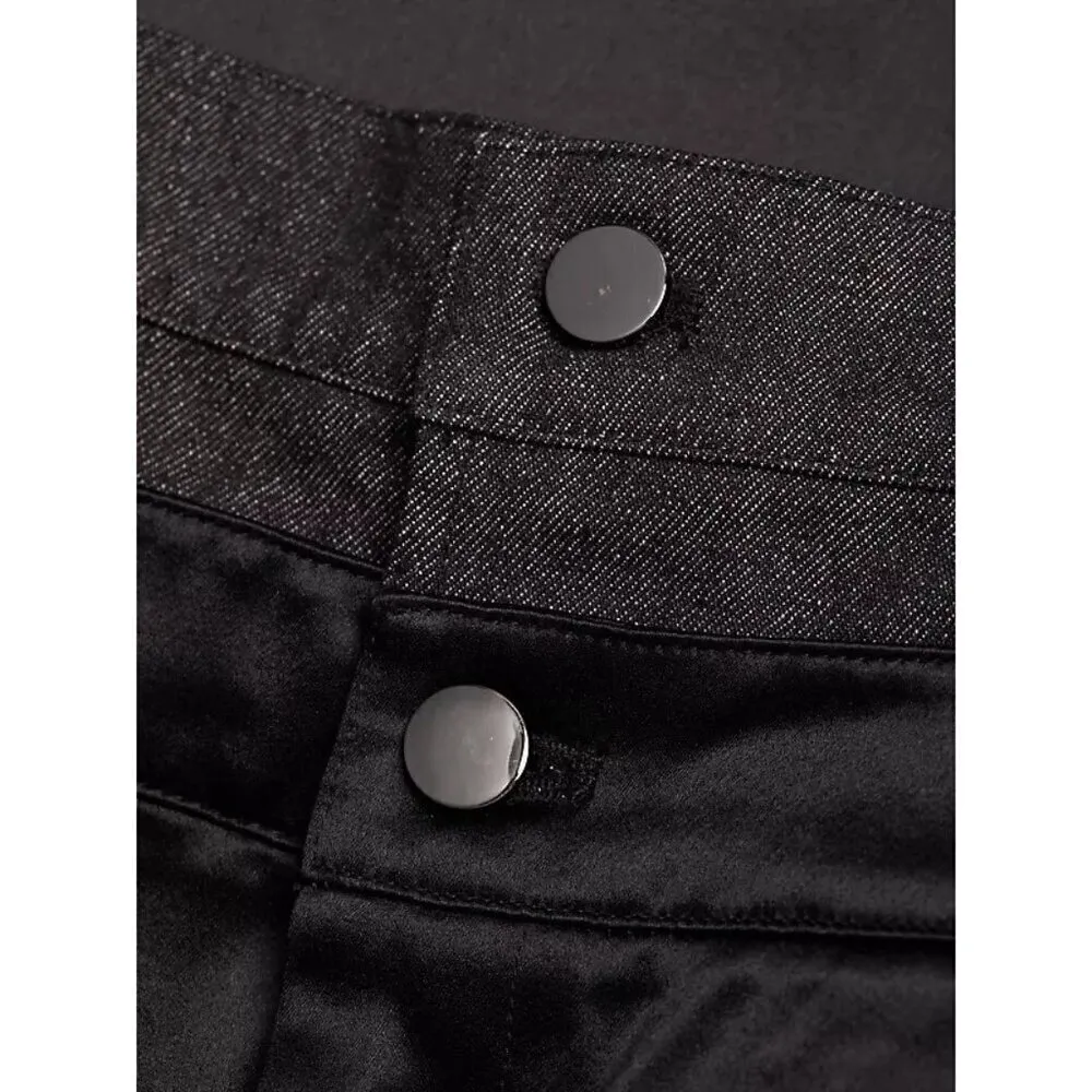 NonChalant Label Simon Pants in Black XSmall Womens Double Buckle Satin Denim Size XS - Image 3