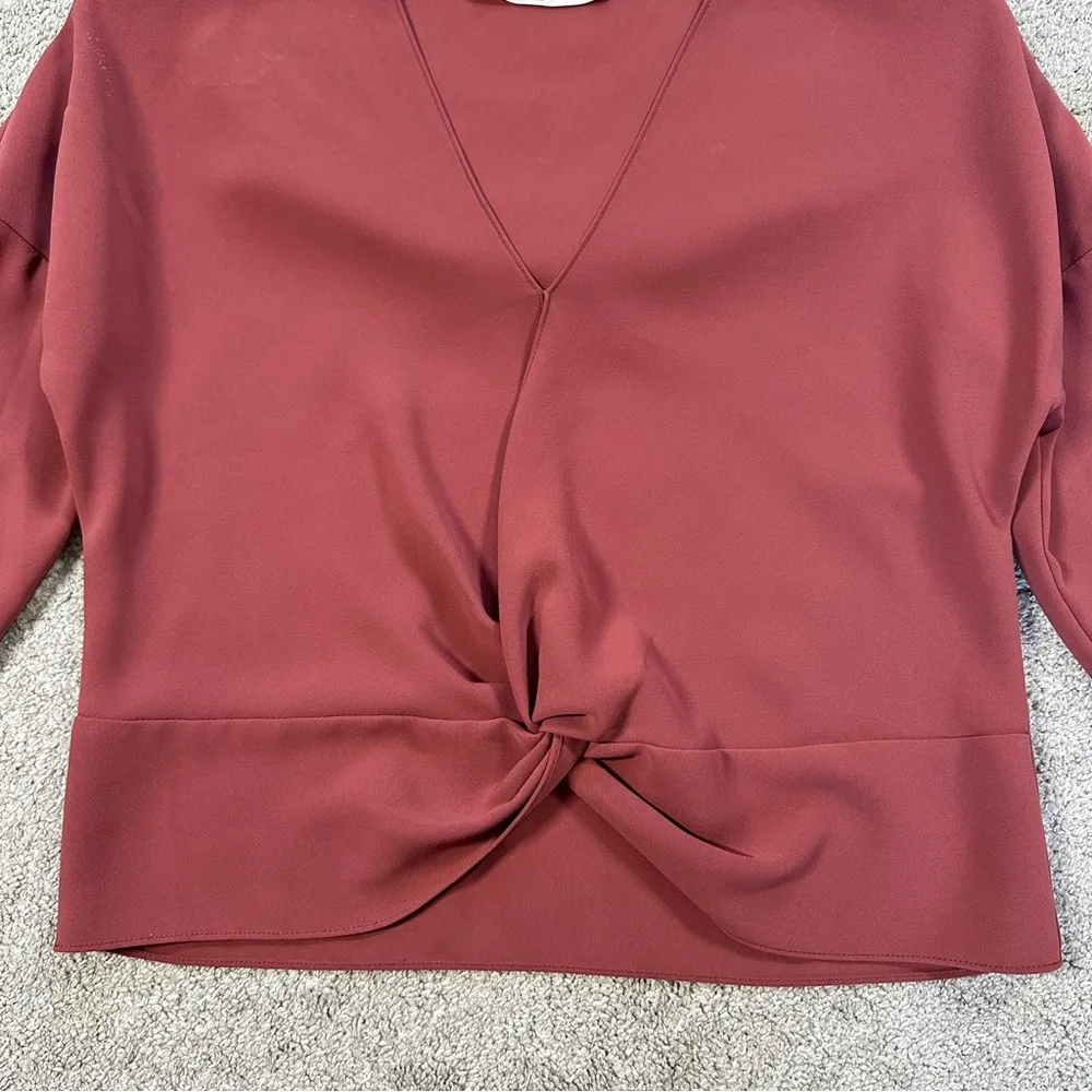 Amanda Uprichard Women’s Red Long Sleeve Halifax Top Blouse V-Neck Size S - Image 6