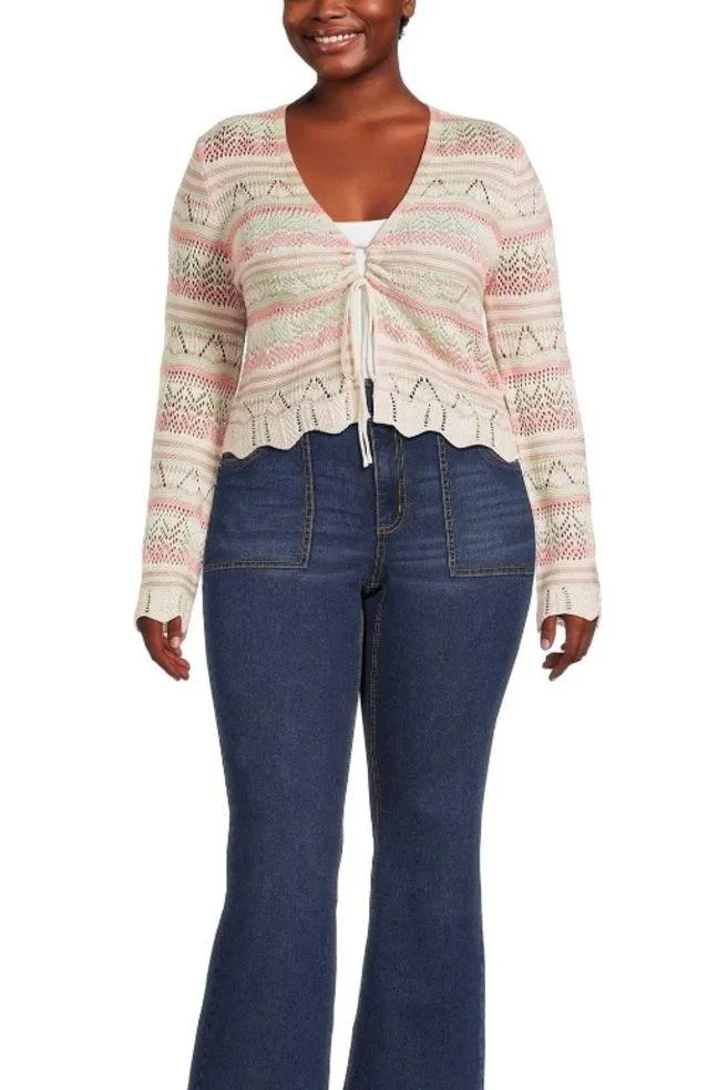 NO BOUNDARIES Crocheted Cropped Cardigan Size 4X 27-29 Juniors Front Tie New - Image 5