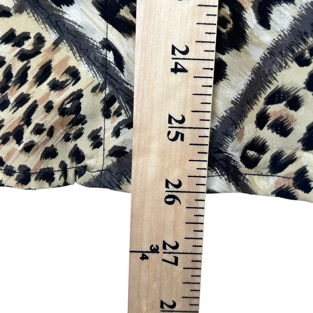 VTG Corey B Silk Leopard Print Blouse Top 4 Long Sleeve Button Down Animal Print Tan - Image 7