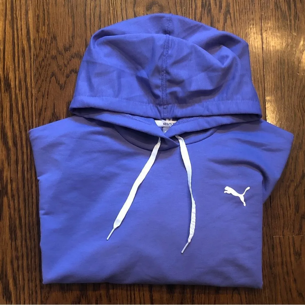 PUMA Women's Purple Semi- Cropped Oversized Hoodie Sz Medium - Image 7