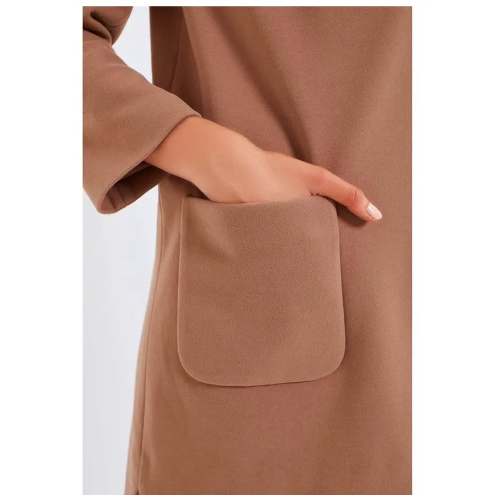 Tuckernuck Camel Emerson Coat Dress XXL Long Sleeve Mini Pockets $298 NWT - Image 4