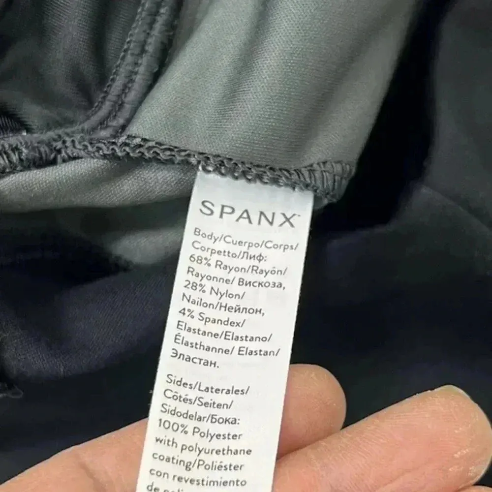 Spanx Women's  Faux Leather Side Panel‎ Ponte Knit Very Black Leggings si… - Image 8