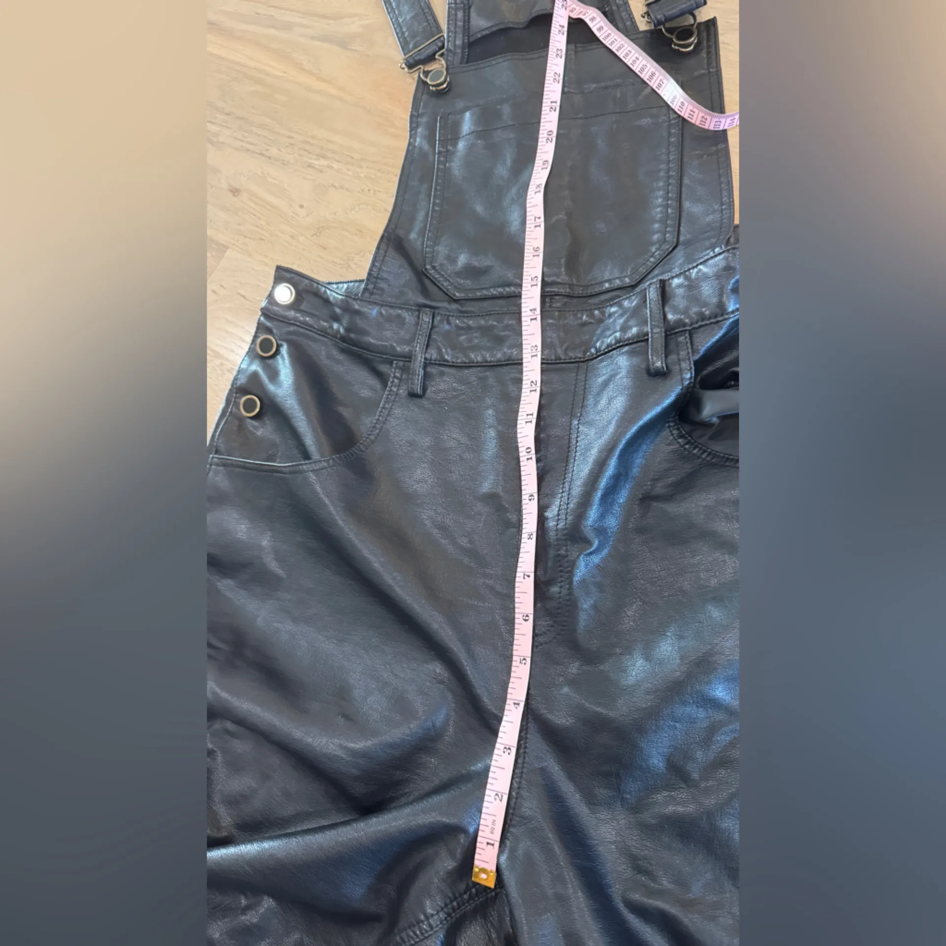 Avec Les Filles Vegan Leather Cargo Overalls black size large - Image 9