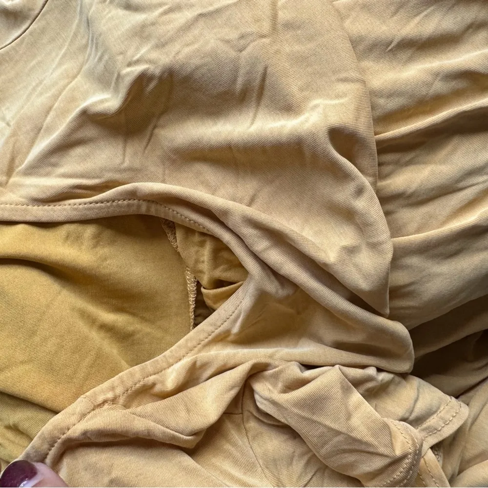 Women’s Sunflower Yellow Fluttersleeve Keyhole Maternity Shirt - Image 7