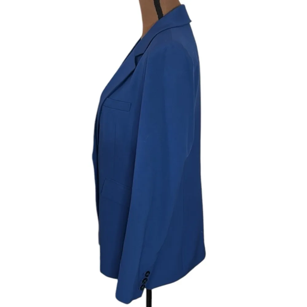 Bar III Solid Blue Notched Lapel One Button Blazer Jacket Size 10 - Image 5