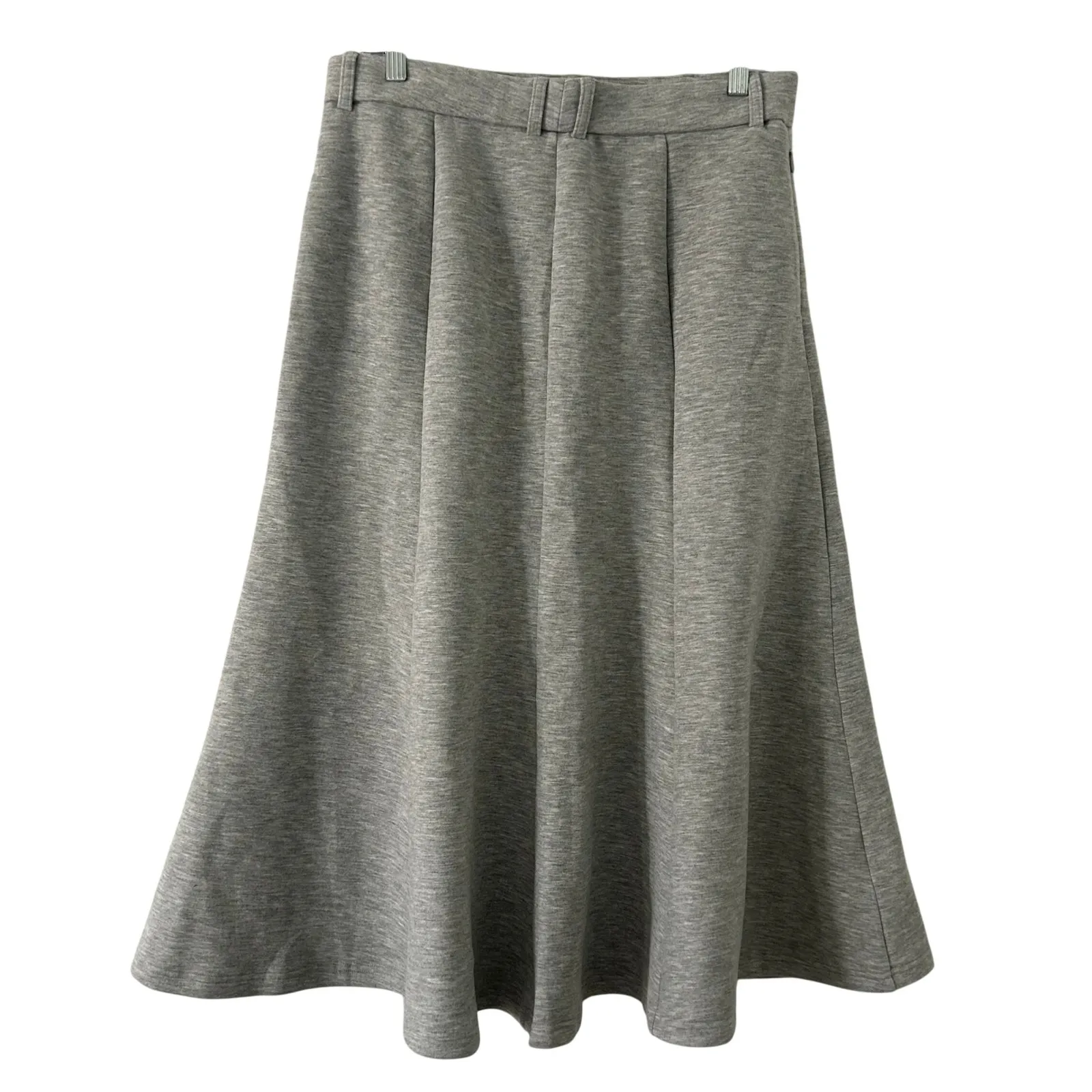 OGL FuzzLuxe High Waisted Umbrella Hem Midi Skirt Heathered Gray L Large New - Image 2