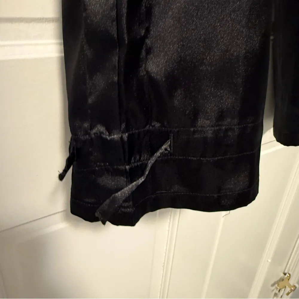 Catalina Satin High Waisted Wide Leg Ankle Cinch Cargo Pants Black Large - Image 3