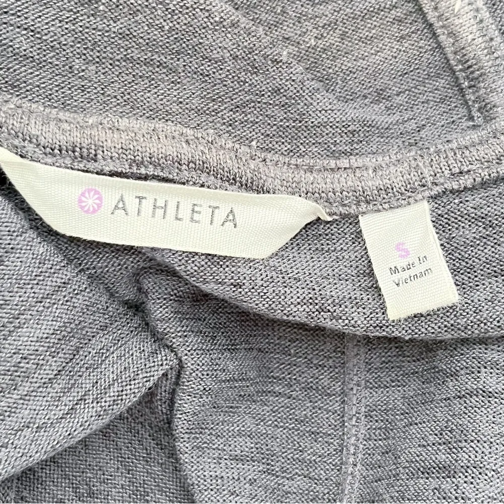 Athleta Blissful Wrap Hooded Cardigan Sweater Open Front Heather Charcoal Grey S - Image 3