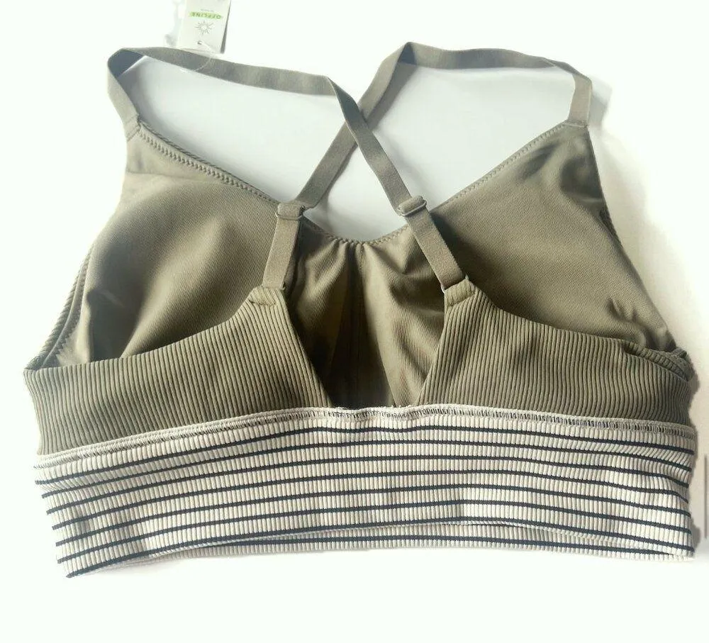 NWT  Offline Stretch Ribbed Medium Support Sports Bra Green Stripes Medium - Image 10
