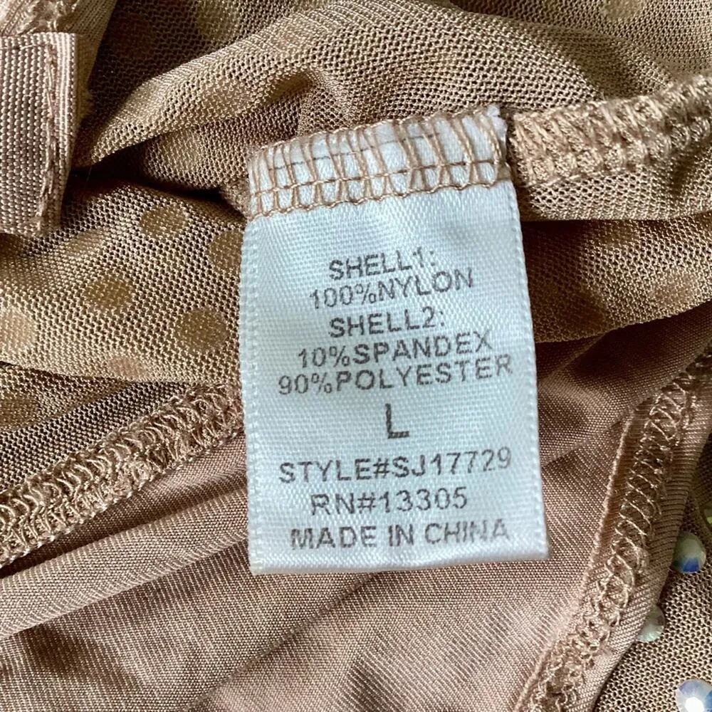 San Joy (from F21) Nude Mesh Rhinestone Bodysuit - Image 9